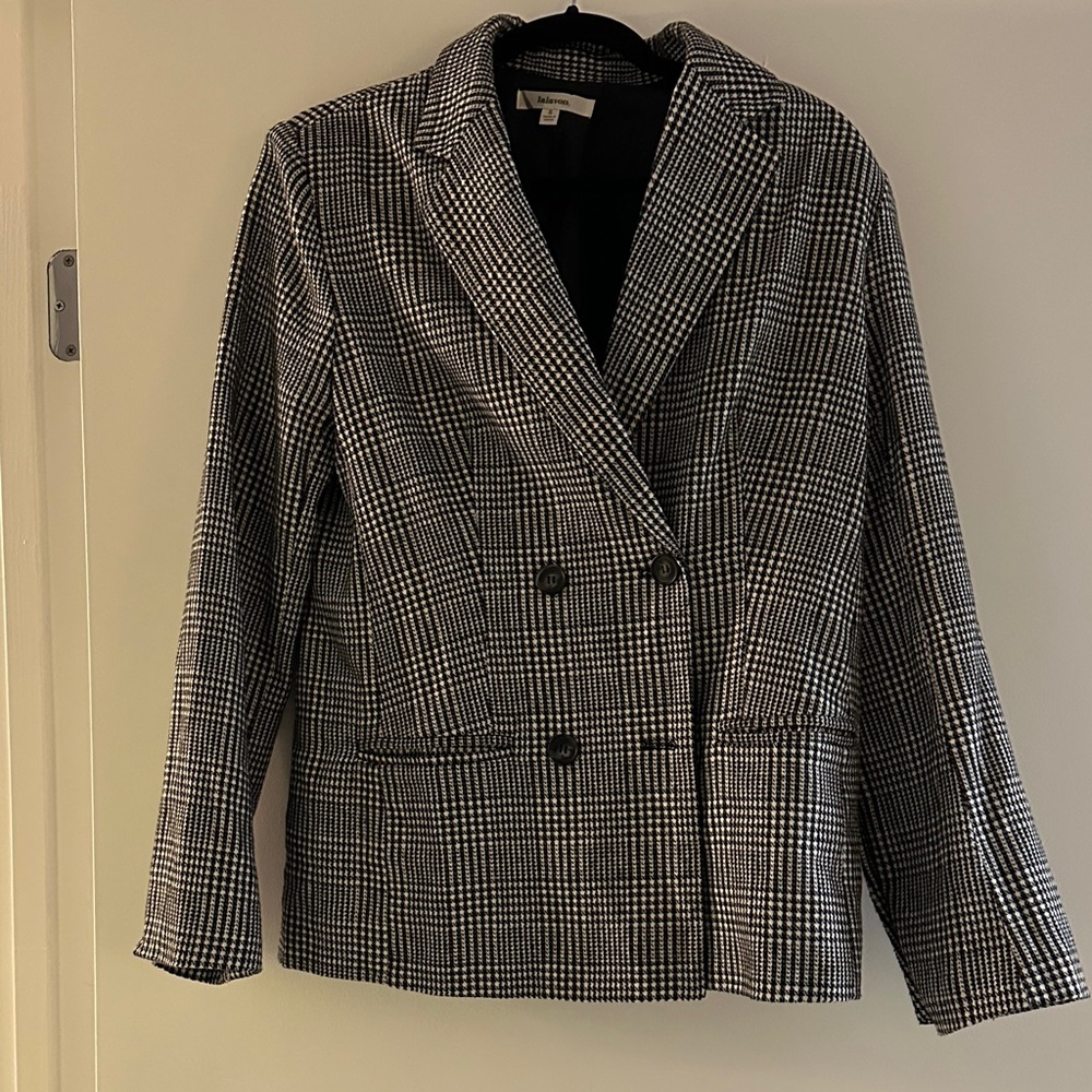 Classic Black and White Checkered Blazer